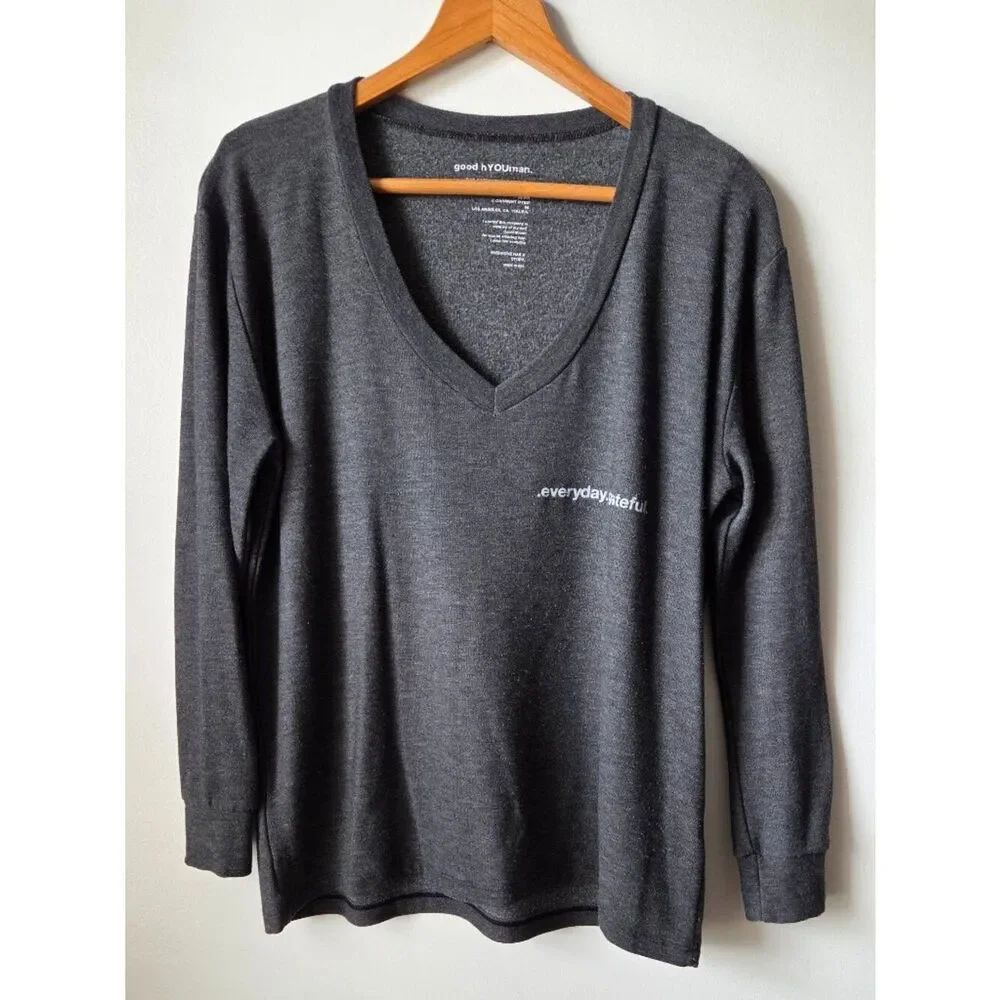 EUC GOOD hYOUman DEEP V NECK SUPER SOFT LONGSLEEVES PLUSH TEE SIZE XS/S